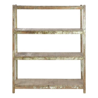 Shelf on Patinated Wooden Legs For Sale