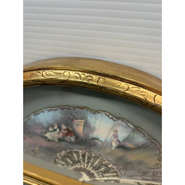 Antique Hand-Painted Ladies Hand Fan, Framed For Sale - Image 9 of 12