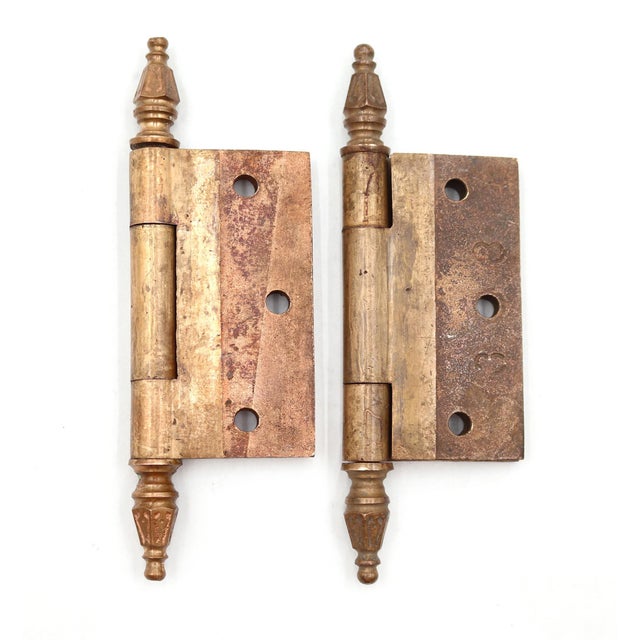 Pair of Antique Victorian 3 X 3 In. Brass Butt Door Hinges For Sale - Image 4 of 4