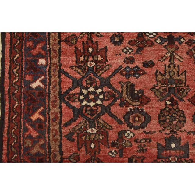 Hamedan Runner 3’6” X 9’7” Red Wool Vintage Tribal Hand-Knotted Oriental Rug For Sale - Image 9 of 14