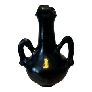 Antique Early Santa Clara Pueble Blackware Pottery Wedding Vase For Sale