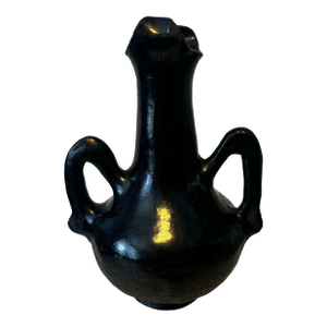 Antique Early Santa Clara Pueble Blackware Pottery Wedding Vase