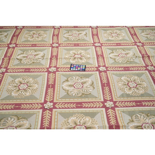 Kelly Green French Aubusson Design Rug 9' X 12' For Sale - Image 8 of 10