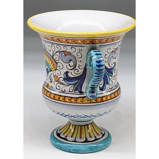 Stunning vintage Italian Deruta urn vase or planter by renowned artisan Alvaro Binaglia. This beautifully hand-painted...