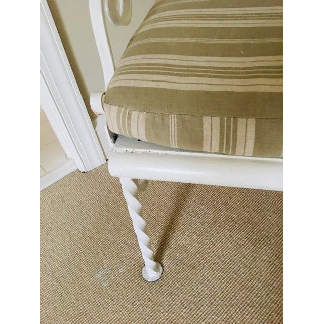 Vintage French Iron Painted Armchair Fauteuil Chair W Pillow For Sale - Image 4 of 10