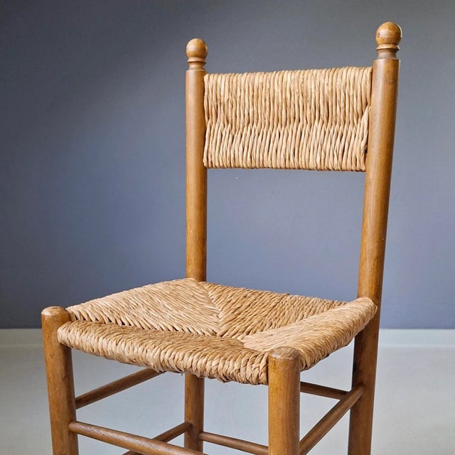 Wooden Chair with Rush Seat and Backrest, 1960s For Sale - Image 6 of 8