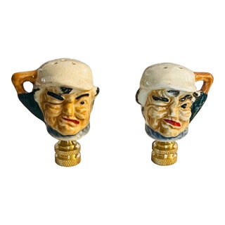 1950s Baseball Faces Lamp Finials - a Pair For Sale