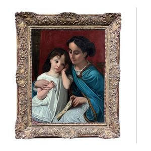 Charles-Michel Maria Verlat (Belgian, 1824-1900), "Mother and Daughter," 1866 Oil Painting