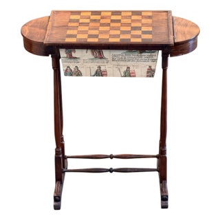 19th Century Rosewood Game Table With Chessboard Top and Playing Card Drawer For Sale
