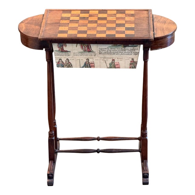 19th Century Rosewood Game Table With Chessboard Top and Playing Card Drawer For Sale