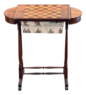 19th Century Rosewood Game Table With Chessboard Top and Playing Card Drawer