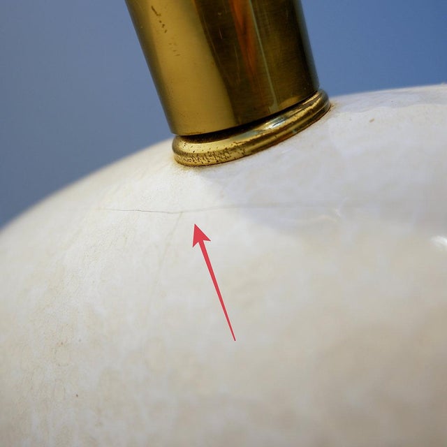 Large Art Deco Style Fan-Shaped White Ceramic Table Lamp, 1980s For Sale - Image 11 of 16