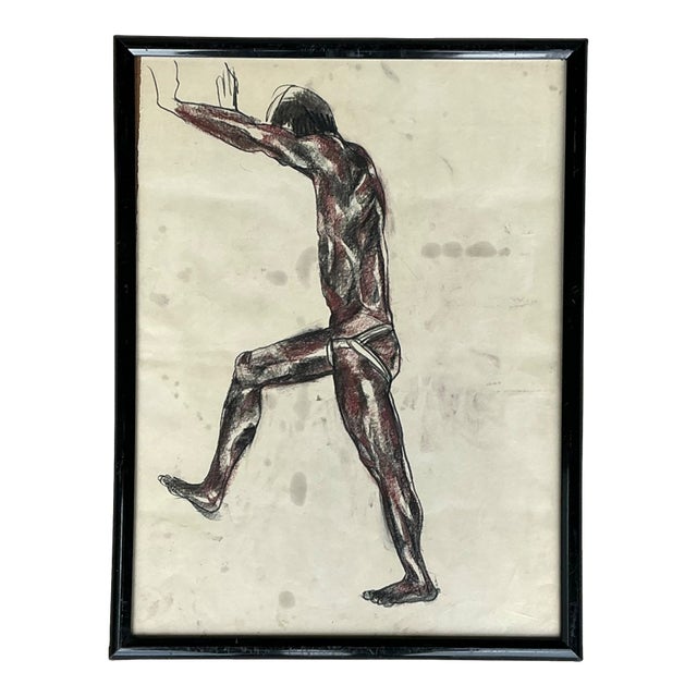 Framed Figurative Drawing on Paper For Sale