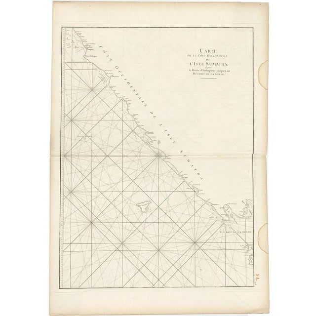 Antique map titled 'Carte de la Côte Occidentale de l'Isle Sumatra'. Sea chart of the part of the south-western coast of...