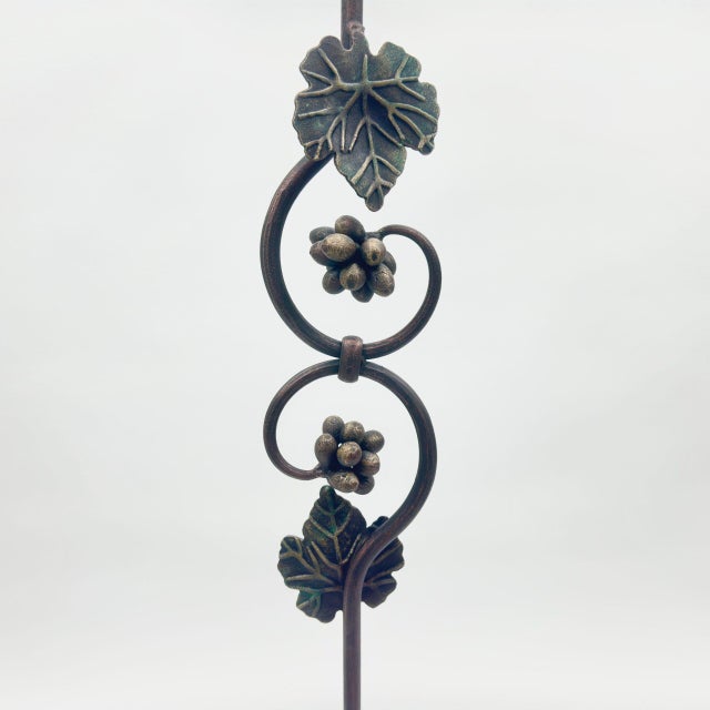 Hand Forged Iron Floor Candelabra 47″ (120cm) Antique Copper Patina 4-Arm 5-Candle Classic Scroll Holder Decor For Sale - Image 6 of 8