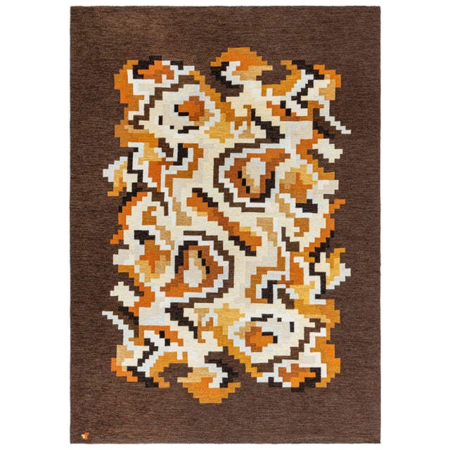 Mid-Century Scandinavian Abstract Flatweave Rug – "Korall" By Erik Lundberg For Sale