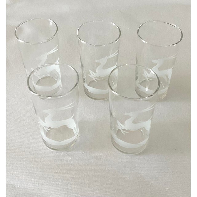 Vintage Mid-Century Modern Etched Gazelle Highball Glasses- Set of 5 For Sale - Image 13 of 13
