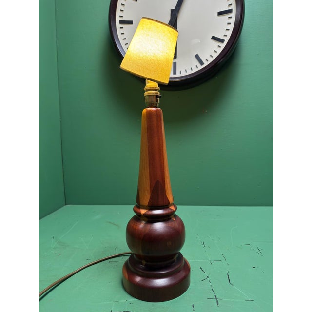 Mid-Century Scandinavian Turned Teak Table Lamp, 1960s For Sale - Image 4 of 10