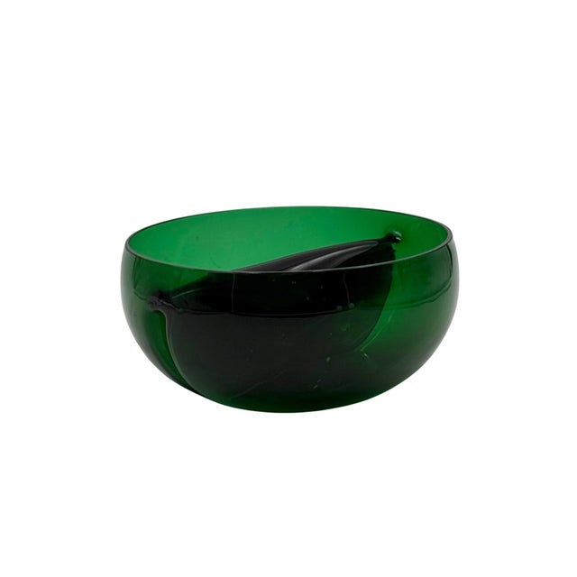 Mid-Century Green Glass Bowl / Centerpiece, Italy 1960s For Sale - Image 6 of 13
