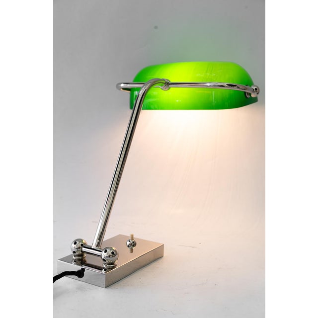 Art Deco Adjustable Nickel-Plated Banker Lamp, Vienna, Austria, 1920s For Sale - Image 13 of 16