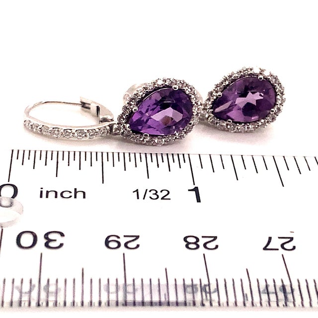 Natural Amethyst Diamond Earrings 14k Gold 4.25 Tcw Certified For Sale - Image 11 of 11
