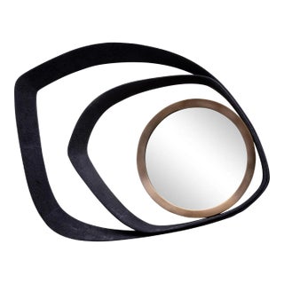 Modern Mirror in Black Shagreen With Bronze Patina Brass Details by R&y Augousti For Sale