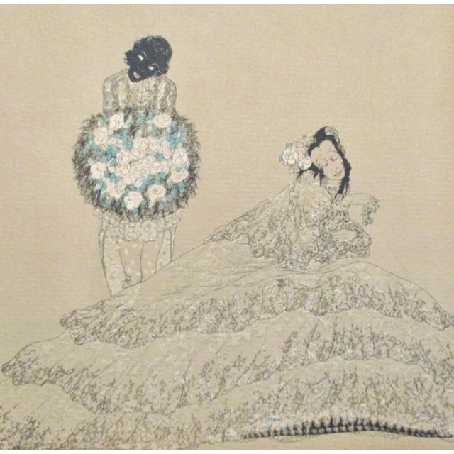 Pair of Line Block book illustrations from the early 20th century. Highly stylized characters of some interest and...