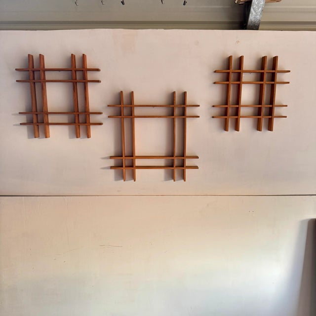 Mid Century Modern Wooden Wall Shelves or Wall Decor- Set of 3 For Sale - Image 10 of 11