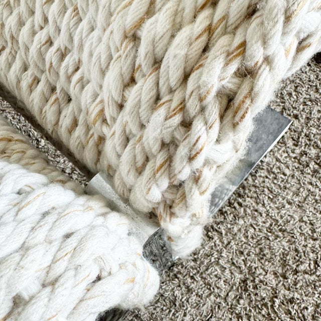 Marzio Cecchi Low Knitted Rope and Chrome Lounge Chairs - a Pair For Sale In Miami - Image 6 of 11