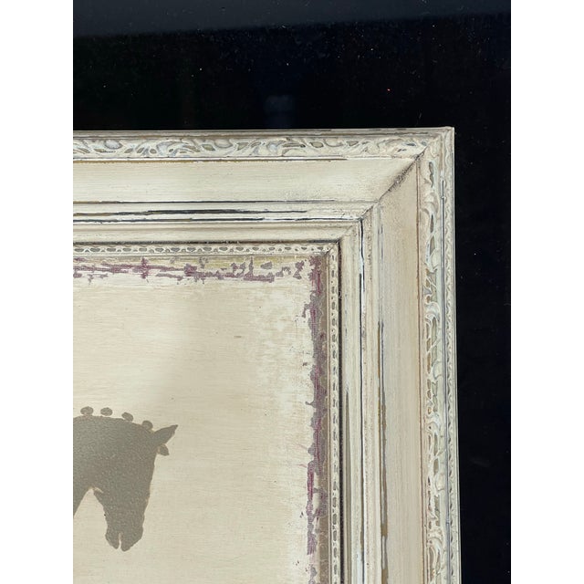 Contemporary Primitive Horse Painting in Distressed Cream Frame For Sale In Cincinnati - Image 6 of 7