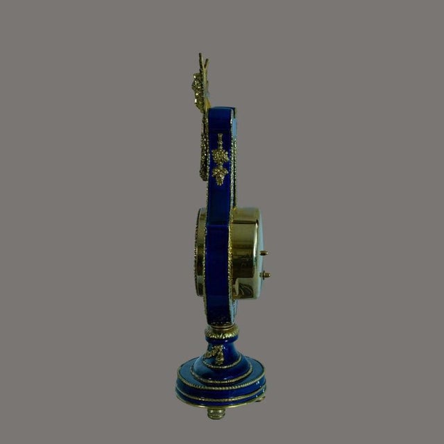 Marie Antoinette Cobalt Blue Porcelain Mantel Clock, 1970s For Sale - Image 18 of 18