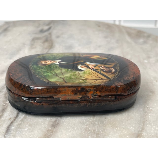 Fedoskino Russian Lacquer Box a Shchetinina Signed Hunter Dog Art Mint Vintage For Sale - Image 4 of 12