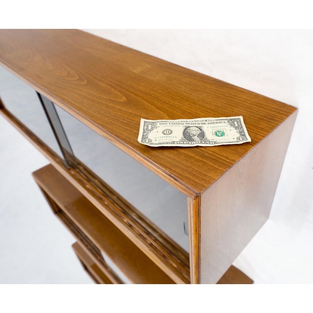 Mid-Century Modern Sliding Glass Doors 4 Bays Stacking or Hanging Bookcase For Sale - Image 16 of 17