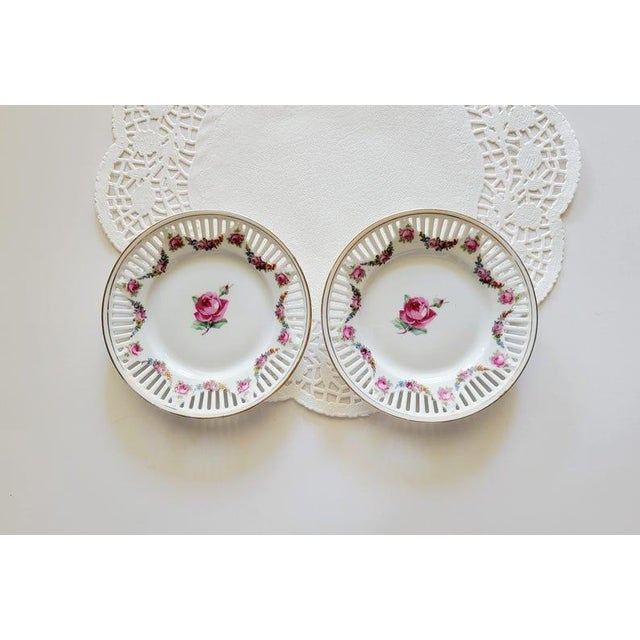Pair of Vintage Pastry Dish Bavaria Germany Reticulated Small Plates Berry~Dessert~Saucer Decorative Plates, Wall Hanging...