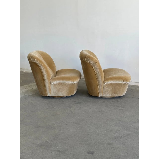 1980s Pair of Scoop Lounge Chairs in Champagne For Sale - Image 10 of 15