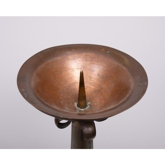 Amsterdam School Art Deco Hammered Copper Candleholder, 1920 For Sale - Image 4 of 9