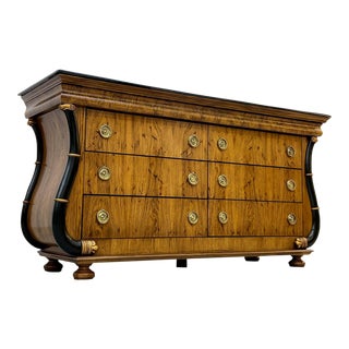 Biedermeier Style 6-Dr Dressser / Credenza With Intricate Wood Grain For Sale