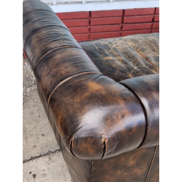 Vintage Distressed Leather Sofa For Sale - Image 11 of 12