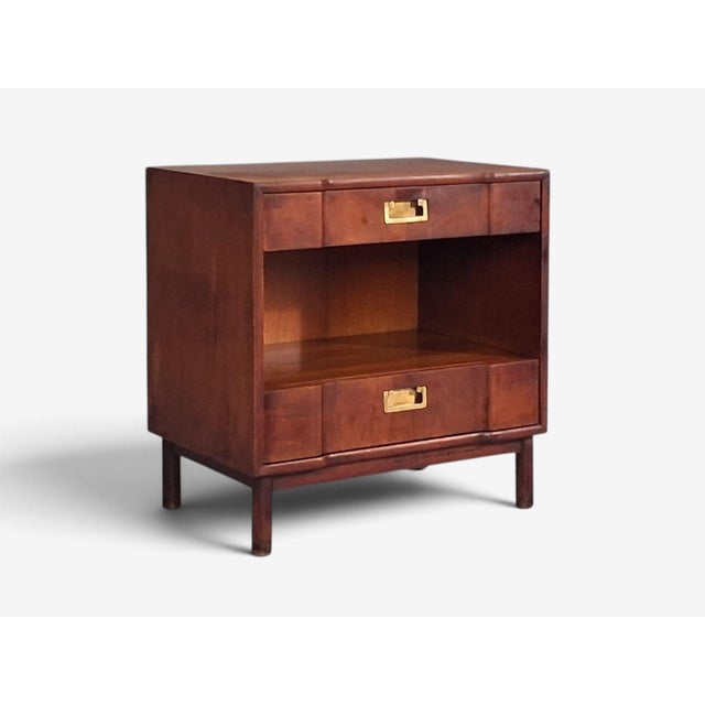 Wood John Widdicomb, American Modern, Nightstand, Walnut, Brass, Usa, 1960s For Sale - Image 7 of 13