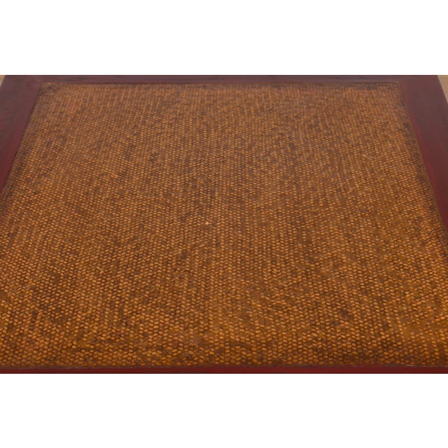 Mid 19th Century 19th Century Chinese Qing Dynasty Red Lacquer & Woven Rattan Top Side Table For Sale - Image 5 of 13