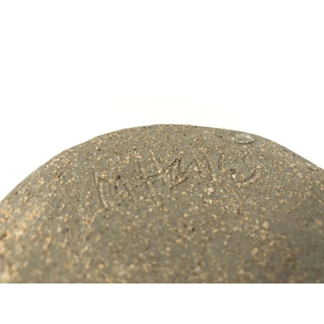 1980s 1980s Art Pottery Vase Hand Thrown Brown Dark Blue Signed M Hanes VGC For Sale - Image 5 of 5