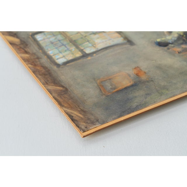 Blue Dutch Genre Painting of a Peasant Woman Churning Butter, Hague School, by Bernard Blommers, circa 1890 For Sale - Image 8 of 16