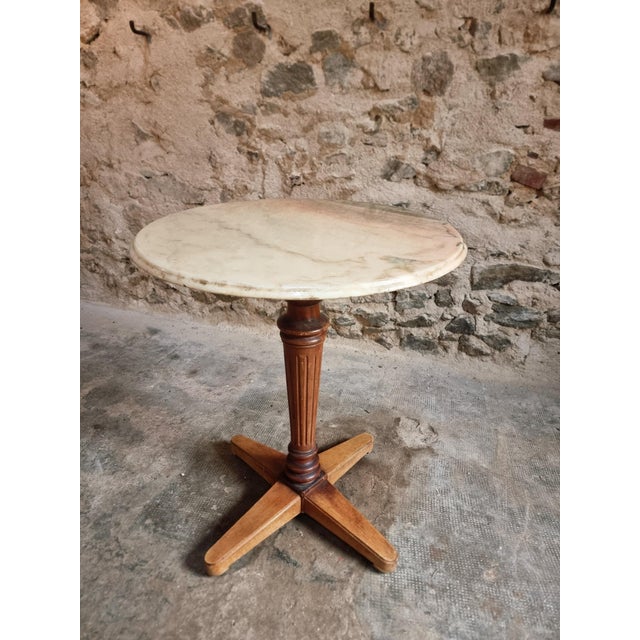 Vintage French Marble Bistro Table in Walnut, 1930s For Sale - Image 14 of 18