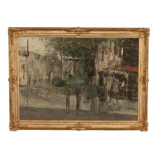 French Modernist Impressionist Paris Street Scene Oil on Canvas Painting Jean-Claude Chesnay 1960s For Sale