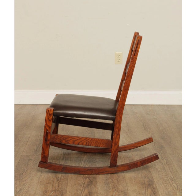 Wood Mission Antique Oak and Leather Children's Rocking Chair For Sale - Image 7 of 13