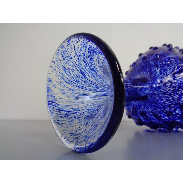 Italian Blue Bubble Glass Vase, 1960s For Sale - Image 16 of 18
