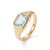 Contemporary 18k Gold Plated Aquamarine Signet Ring • Dainty East West Stacking Ring • March Birthstone Ring Us 7 For Sale - Image 3 of 3