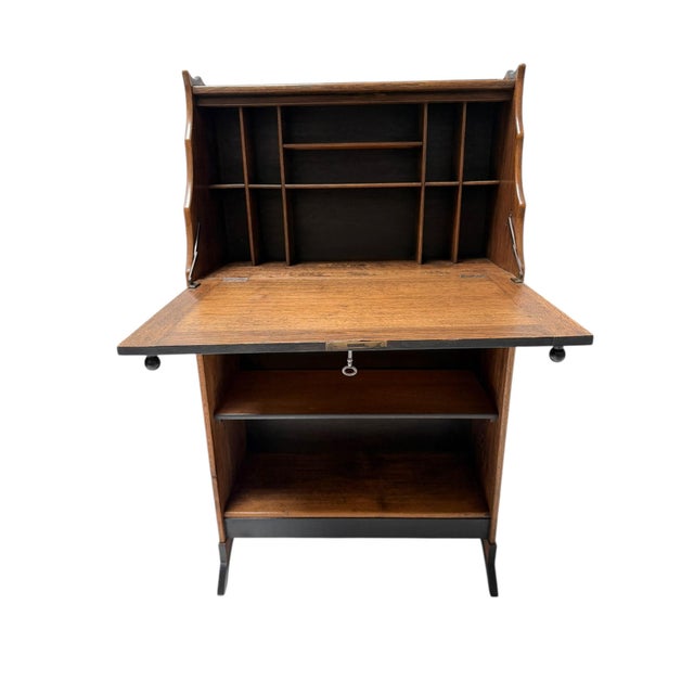 Magnificent and rare Art Deco Amsterdamse School drop-leaf desk. Design by Willem Penaat for Metz & Co. Amsterdam....