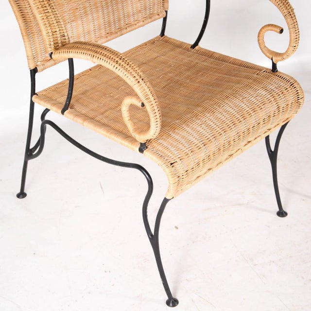Wicker and Blackened Iron Armchairs, 1990s, Set of 2 For Sale - Image 9 of 18