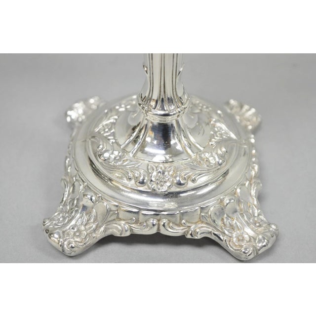 Vintage Wm Rogers & Son Silver Plated 3 Arm Convertible Candelabra - A Pair For Sale In Philadelphia - Image 6 of 15